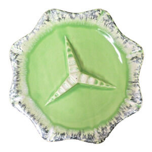 Vintage Hull Ceramic Ashtray MCM Mid Century USA A-5 Green Glaze 11.25"